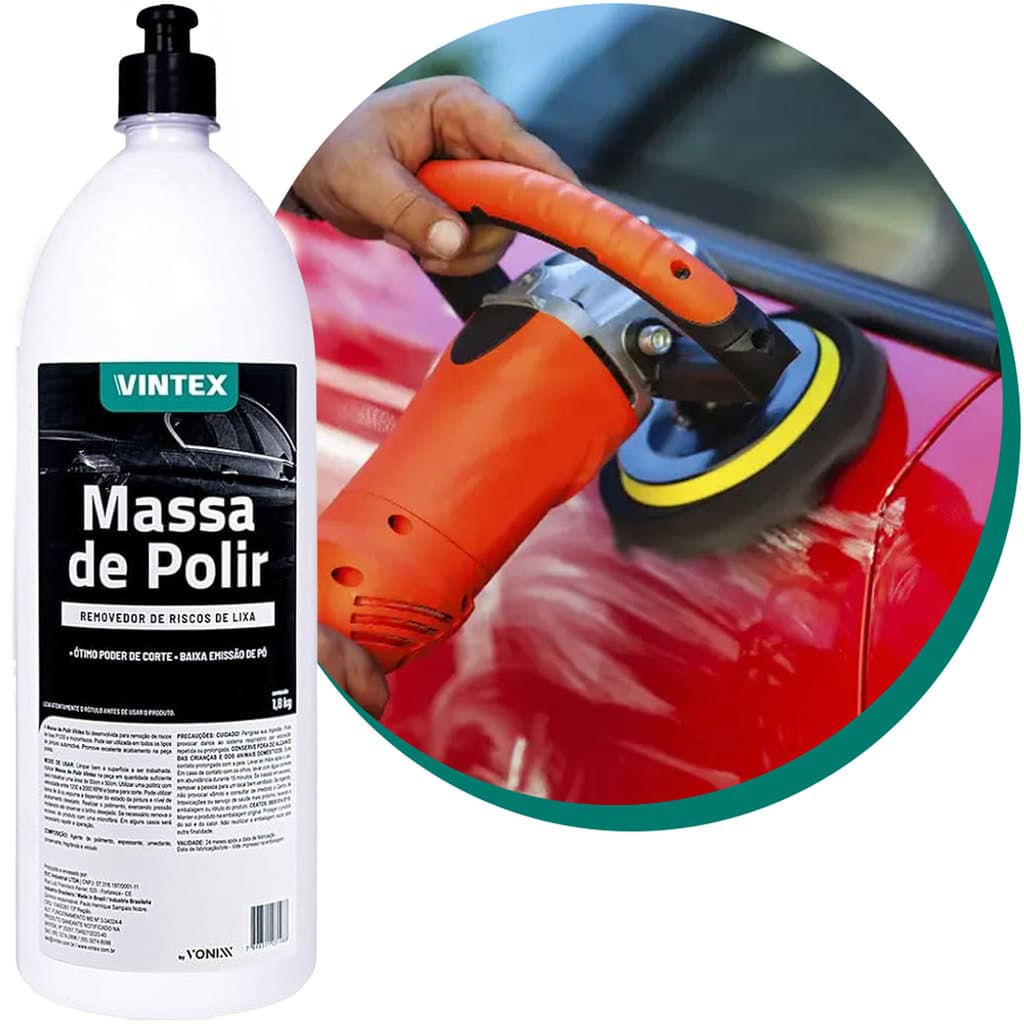 Massa De Polir 1,8Kg Vintex Automotivo Detailing Profissional Premium Alta Qualidade