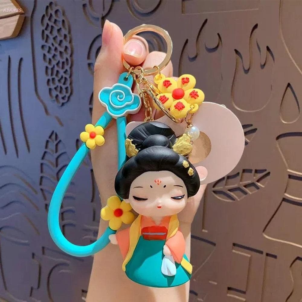 Chaveiro Estilo Chinês ADAMES , Enfeites De Borracha De Silicone Pingente De Bonecas De Desenho Animado , De Carro De De