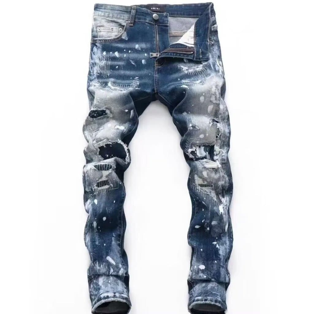 2026 primavera verão novo estilo remendo pés pequenos fino-ajuste azul masculino na moda boate estilo Hong Kong jato de