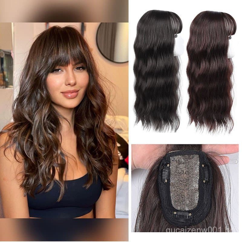 Toppers De 45cm De Onda De Água Para Cabelos Femininos Peças De Cabelo Cacheados Perucas Femininas Desbastados Sintética