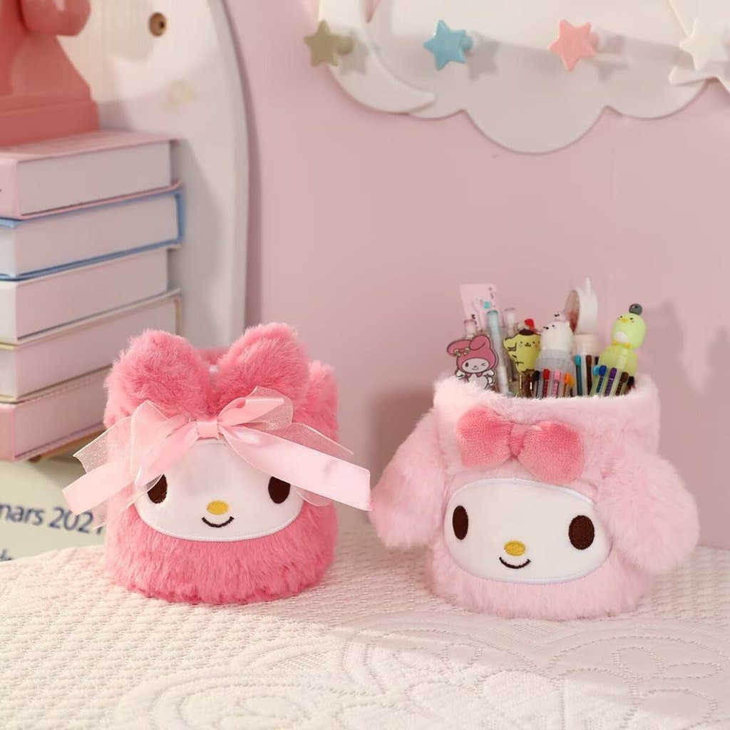Porta-Lápis De Pelúcia Kawaii – Organizador De Mesa Macio De Desenho Animado , Recipiente De Armazenamento Multiuso Para