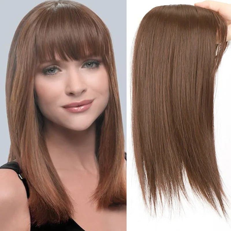Cobertura De Cabelo Com Franja Para Mulheres Clip Em Extensões Fibra De Alta Temperatura 45cm