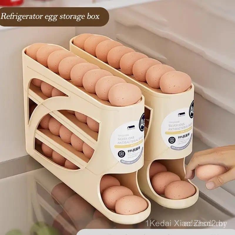 Dispensador Automático de Ovos para Refrigerador, Bandeja de Ovos de 4 Camadas que Economiza Espaço, Capacidade para 28