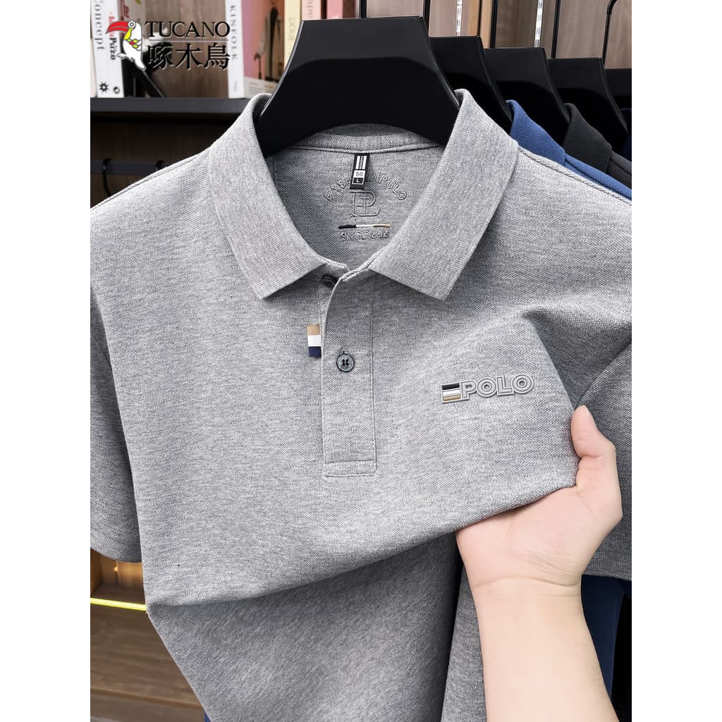 Woodpecker camisa polo masculina de manga curta verão novo estilo moda All-Match lapela camiseta solta respirável topo m