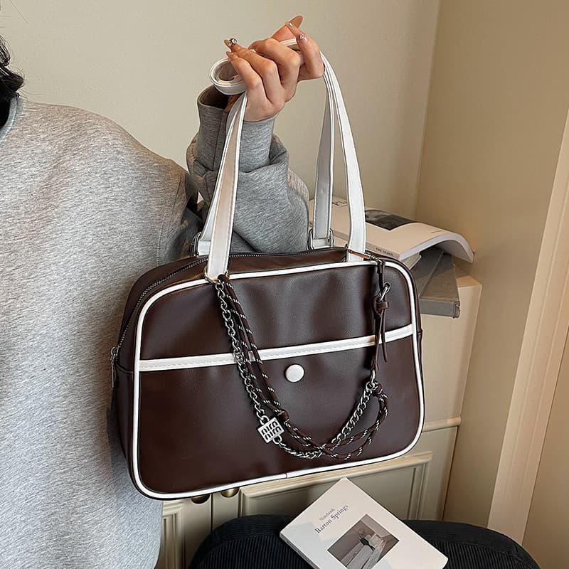 Coreano Retro maleta feminina 2025 novo estilo na moda estilo Preppy mochila grande capacidade bolsa de ombro