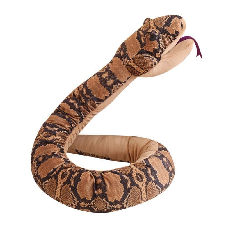 Super macio toque simulação python mão fantoche brinquedo de pelúcia boneca dourado python travesseiro assustador engraç