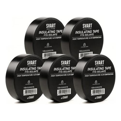 Fita Isolante Anti Chamas 10m Svart Fita Preta 19mm Pack C/5 Preto Lisa