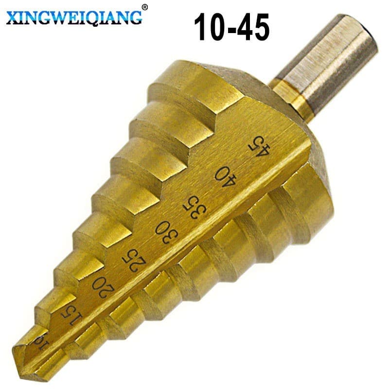 Broca escalonada de 10-45mm para chapas de aço de grande porte, broca para madeira, broca escalonada, broca piramidal KI