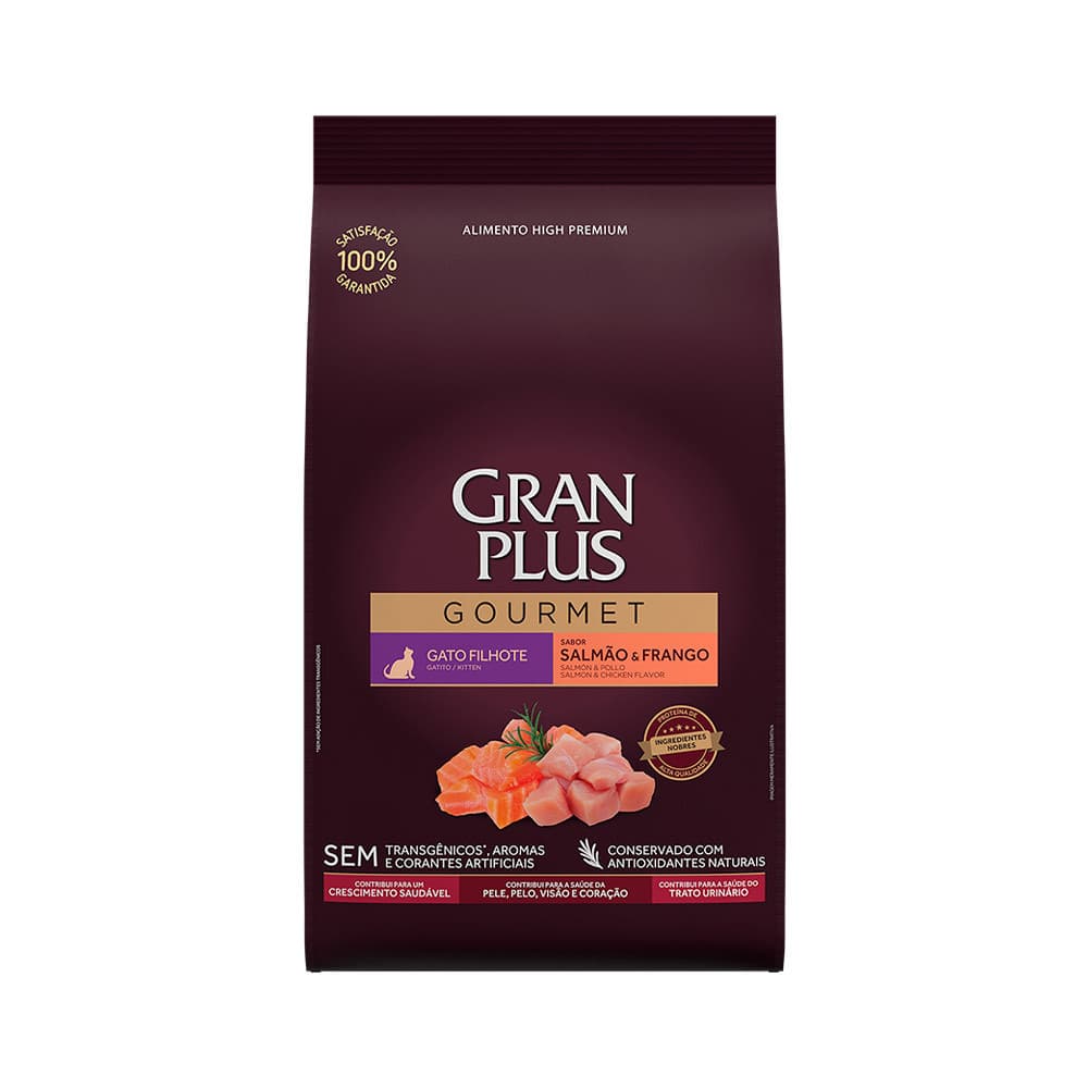 Ração GranPlus Gourmet Gato Filhote Salmão Frango 3Kg