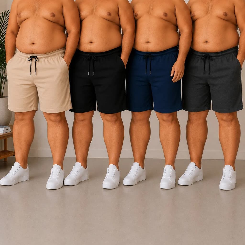 Kit 4 Shorts Masculina Tactel Elastano Plus Size C 3 Bolsos