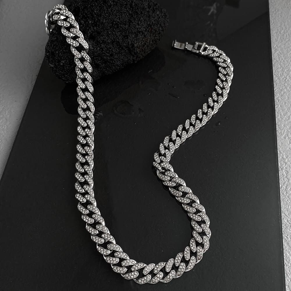Colar Semijoia Corrente Cubana Feminina Colar Corrente Fina Diamante cubano grosso corrente colar masculino feminino na