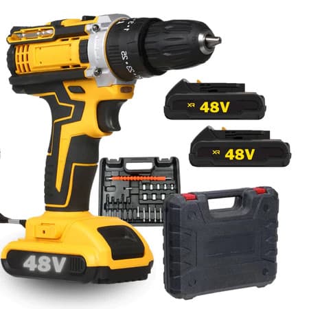 Parafusadeira Furadeira de Elétrica Sem Fio Impacto 48V  2 Bateria 3 funções Kit Completo Acessórios