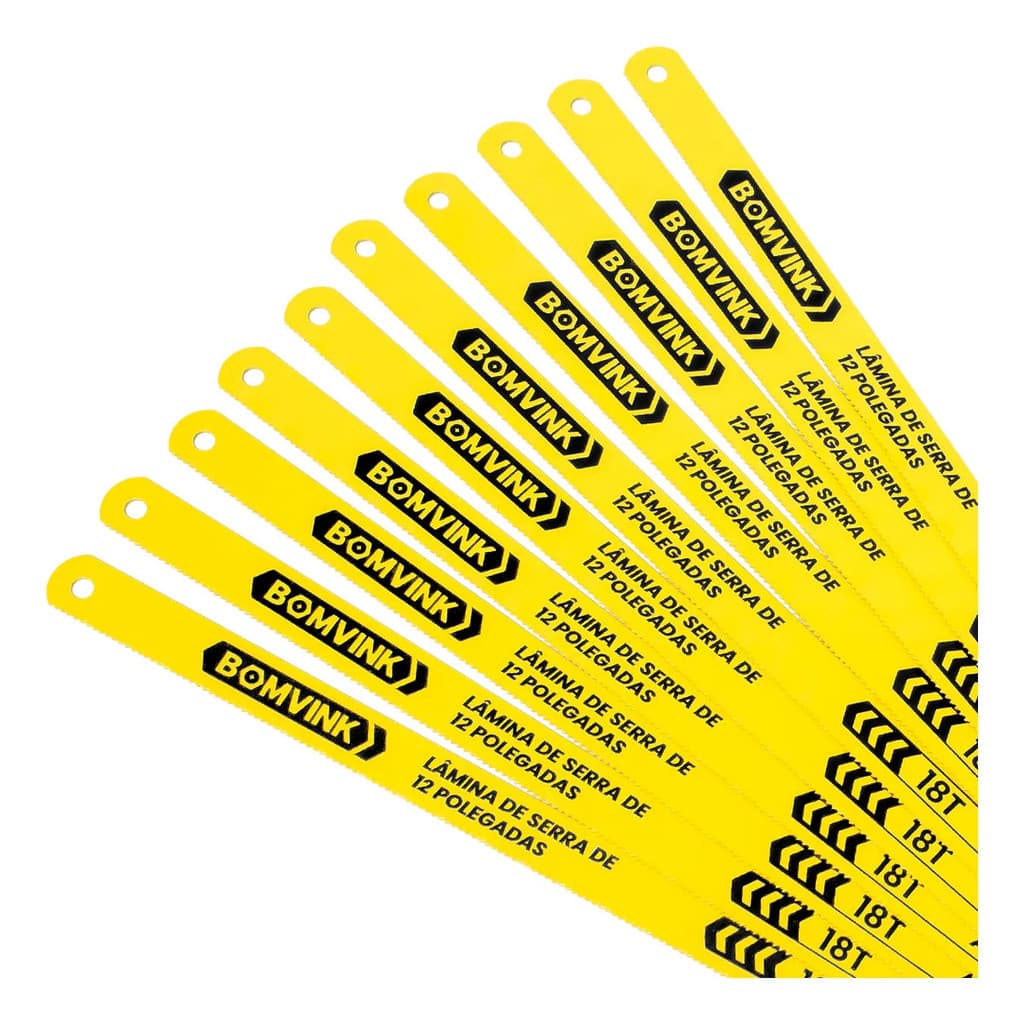 Kit 10 Lâminas Para Arco Serra De 12 Polegadas 30cm 18 Dentes Para Corte Metal Plástico PVC
