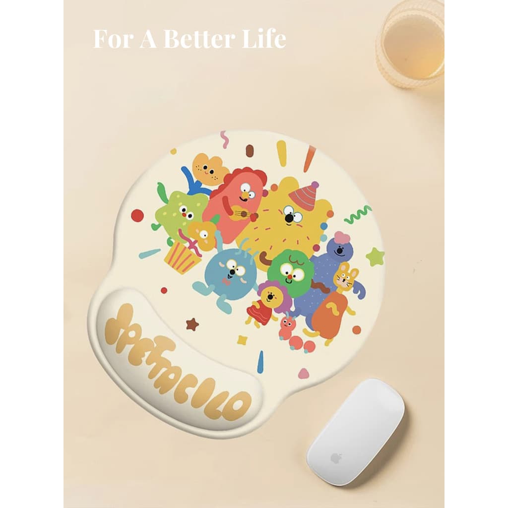 Mintrain British Mouse Pad Pulseira de escritório Almofada de pulso 3D Descanso de teclado de Silicone | Hoqi