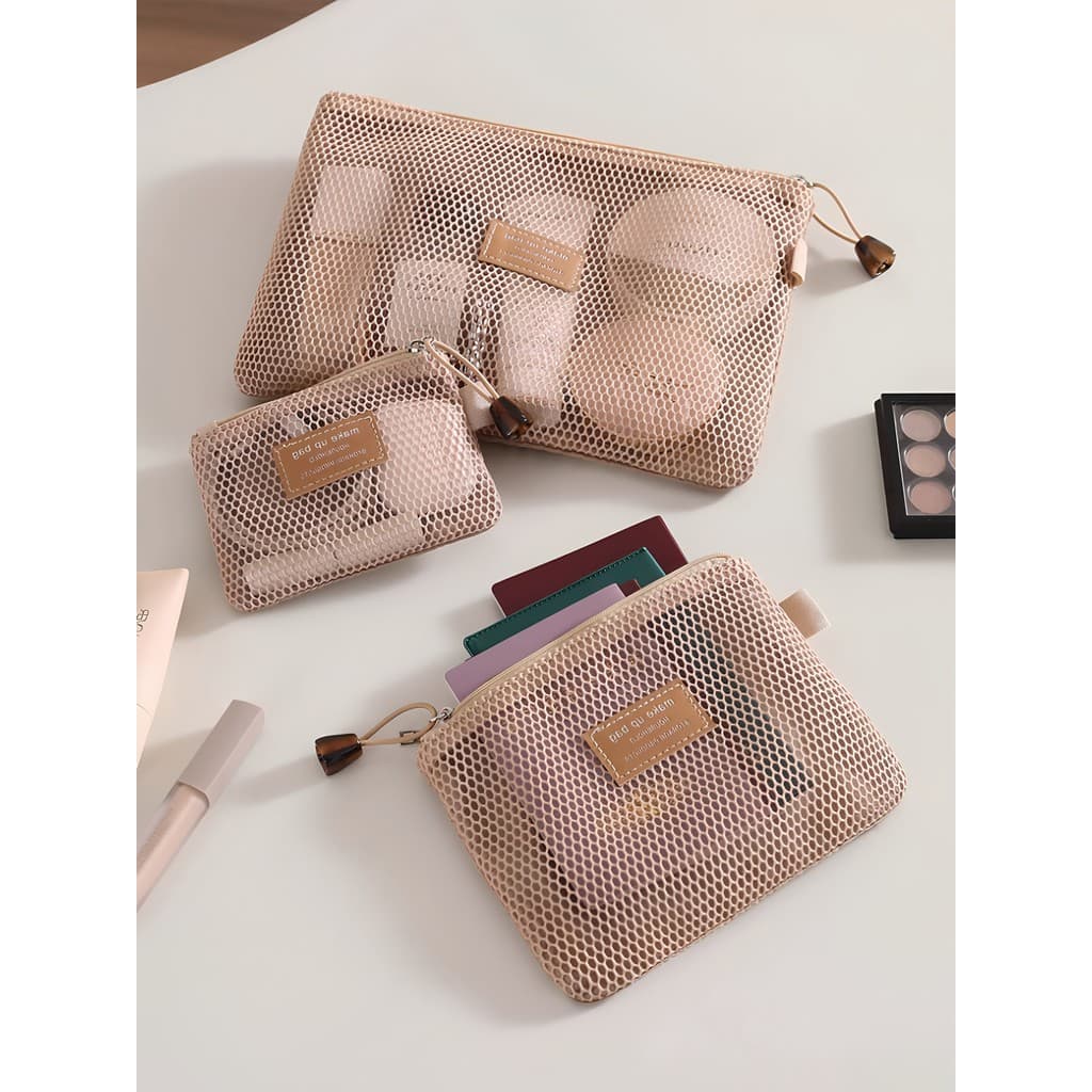 Saco cosmético portátil Mini saco de armazenamento dupla camada pequeno quadrado de viagem portátil leve gaze saco