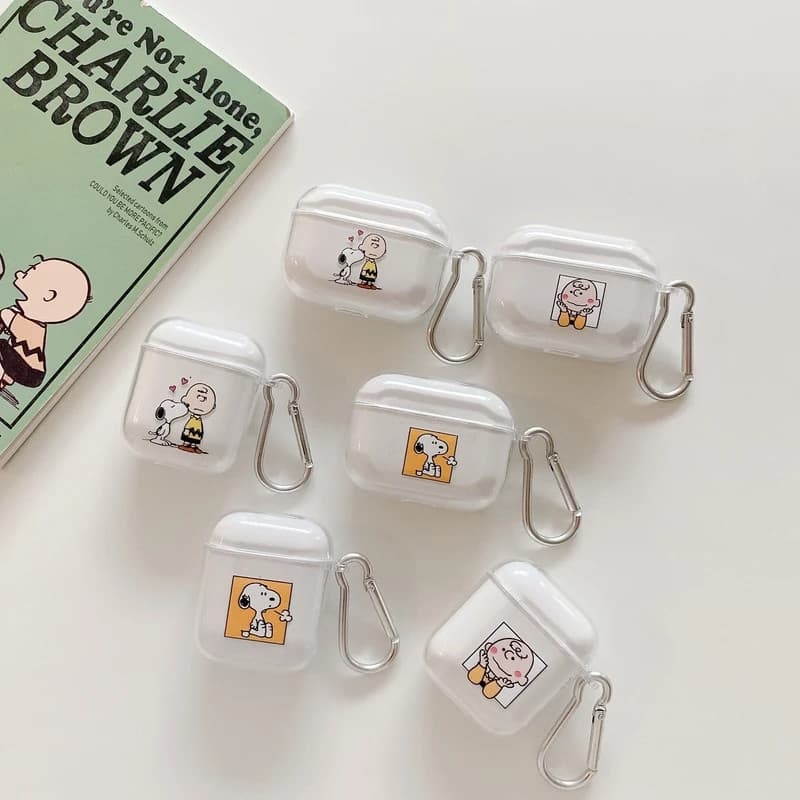Capa de fone de ouvido fofa do Snoopy e Charlie Brown, adequada para AirPods 1 2 3 Pro 2021 sem fio Bluetooth, capa prot