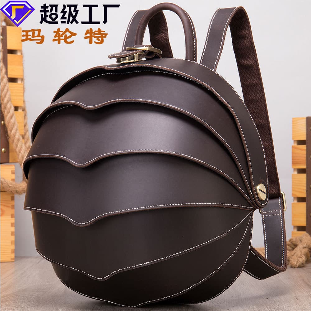 Nova mochila exclusiva criativa cavalo louco couro bolsa masculina besouro mochila na moda legal mochila