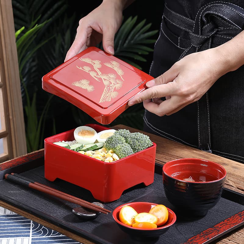 Estilo japonês característico enguia lancheira de plástico quadrado lancheira com tampa Sushi cozinha caixa especial cri