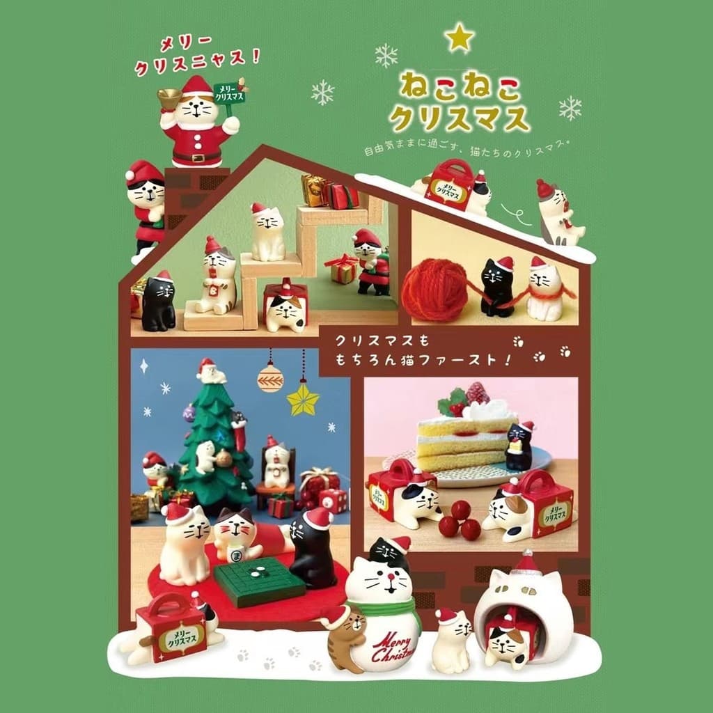 Bonito japonês gato árvore decoração de natal em miniatura comida brinquedo ornamentos Mini Desktop resina pequeno prese