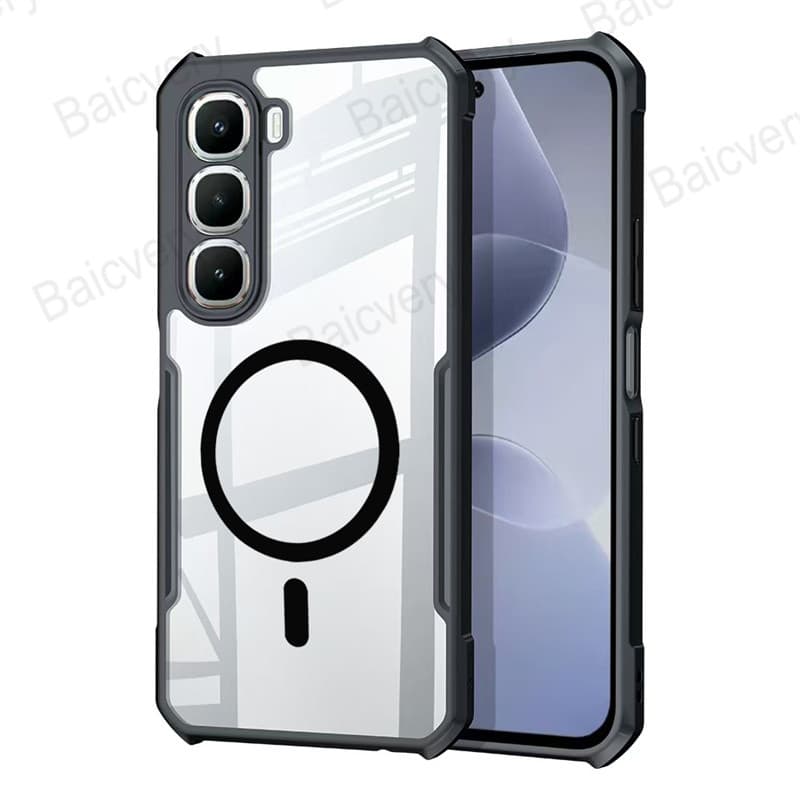 Capa De Telefone Para Infinix Hot 60 4G 5G 60i 5G + Pro + Plus Acrílico Rígido Carregamento Magnético Sem Fio De Alta Qu