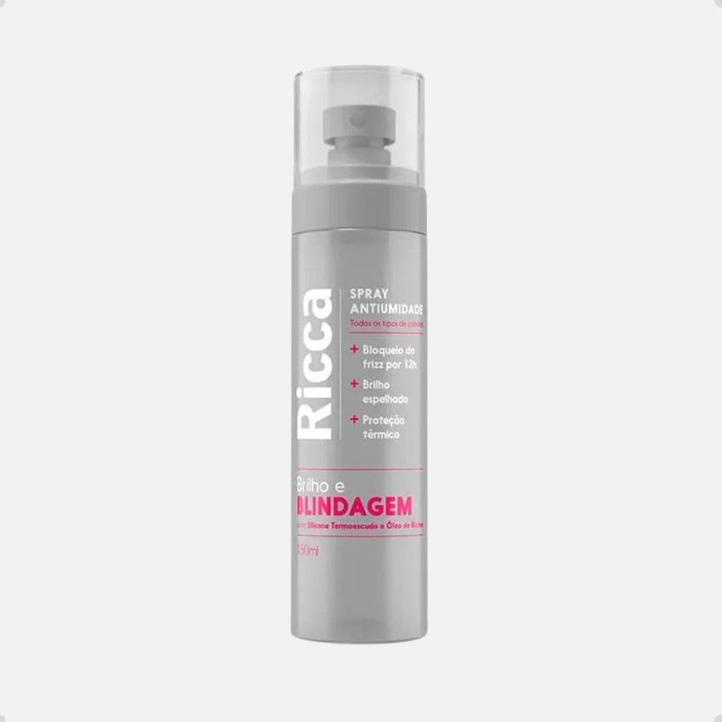 Spray Antiumidade Ricca 150ml Silicone Brilho Hidratação Proteção Térmica Cabelos Secador Chapinha