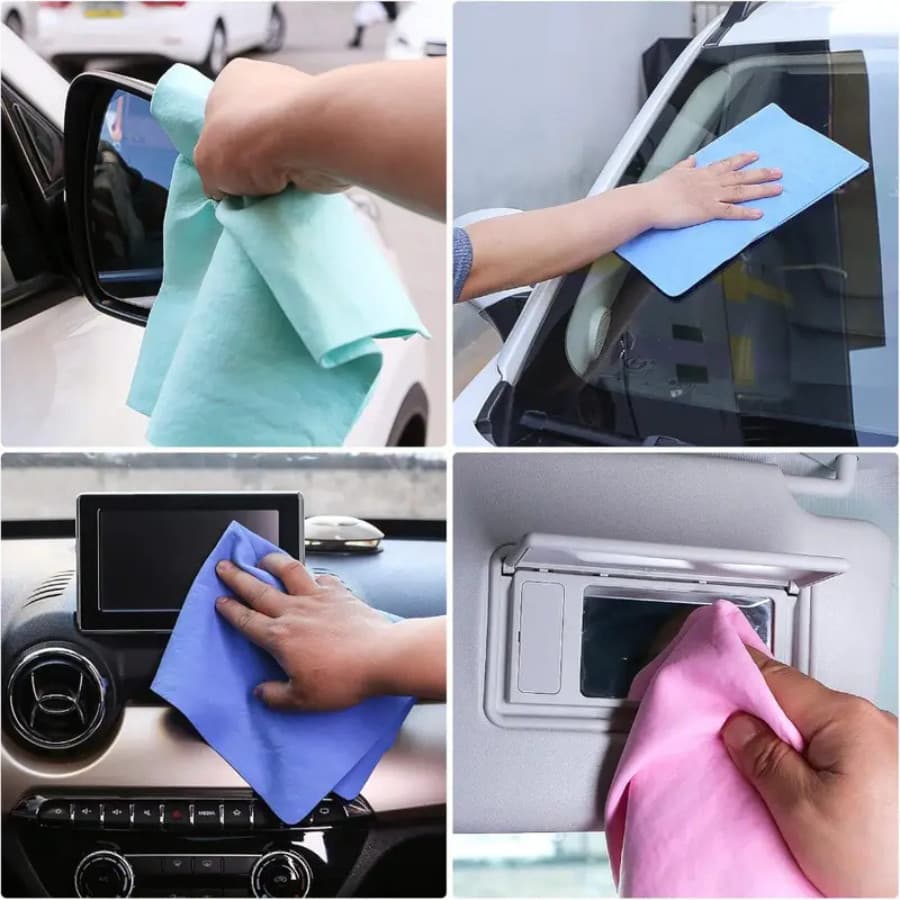 Pano de Limpar Carro Tipo Camurça Sintética, Não Deixa Marcas nem Riscos, Secagem Instantânea para Vidros e Pintura
