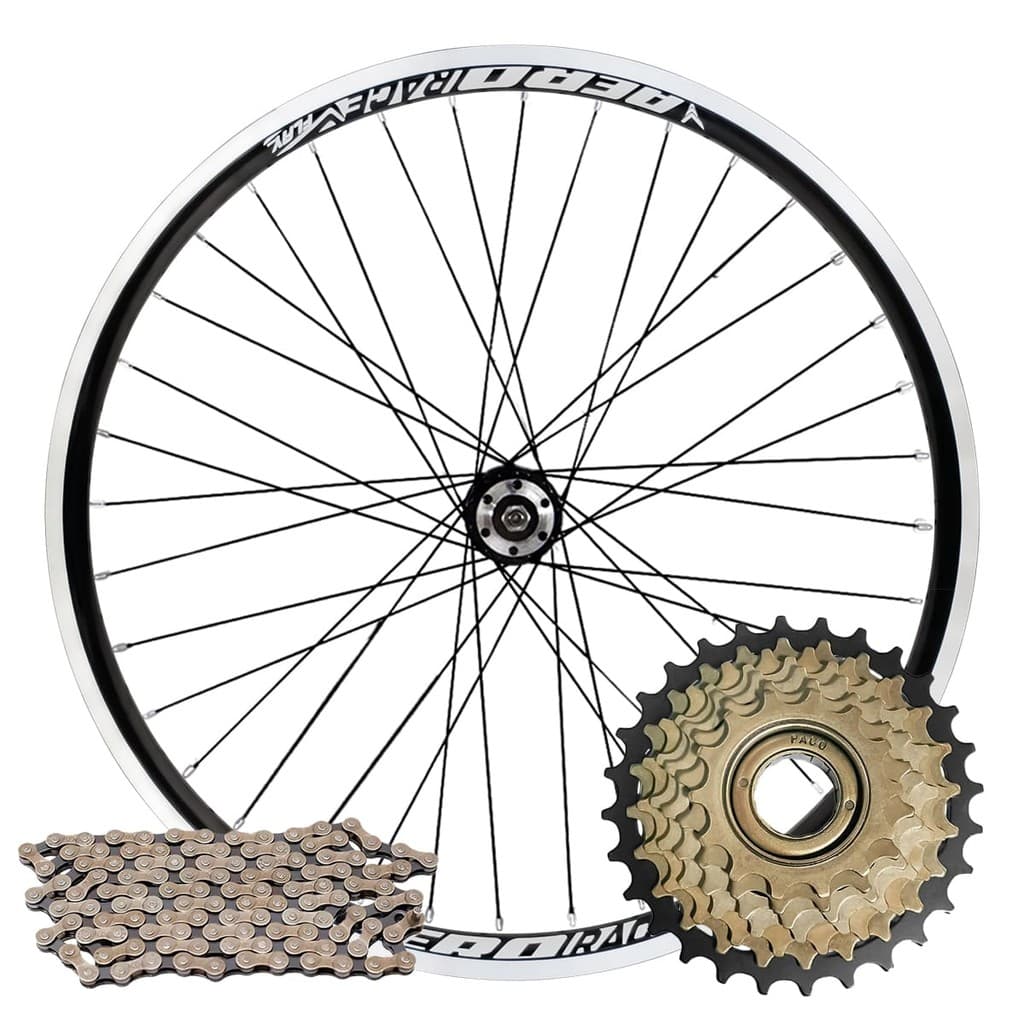 Roda Traseira Aro 26 Flay Aero Para Freio a Disco Com Catraca 6, 7 ou 8 e Corrente - Envio Imediato
