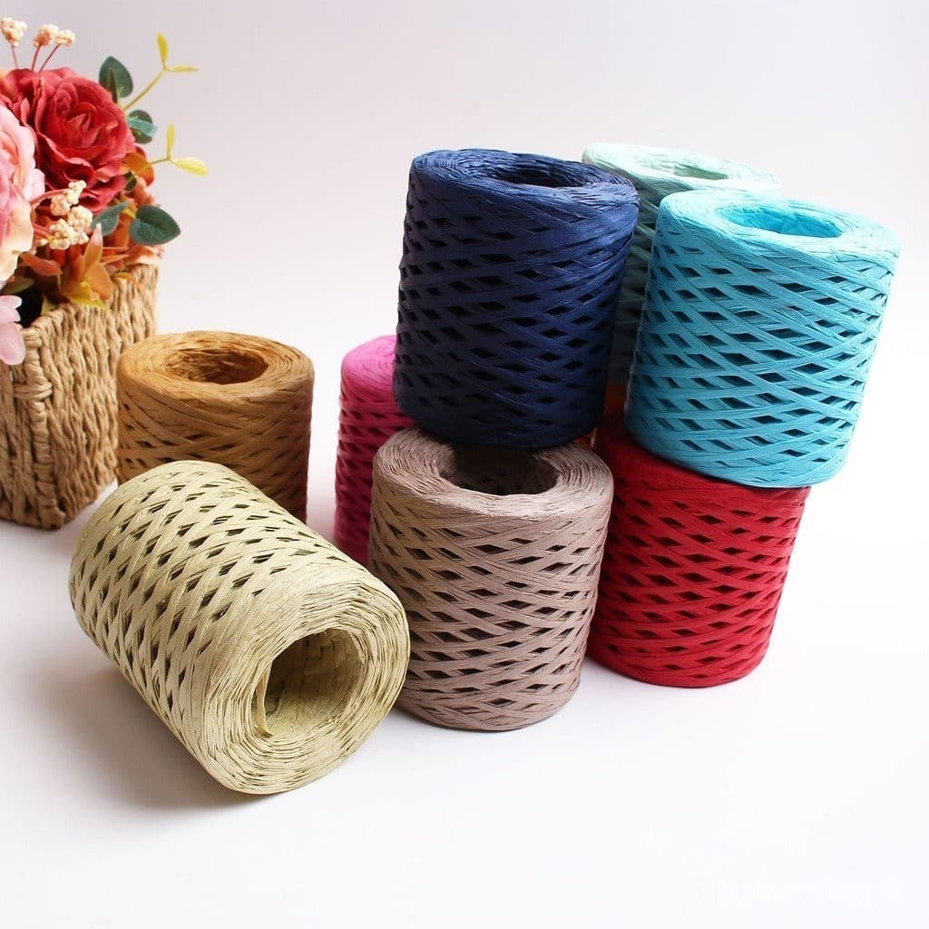 200m de Fio de Ráfia para Tricô Manual, Crochê, Corda de Papel, Embalagem, Chapéus de Verão, Bolsas