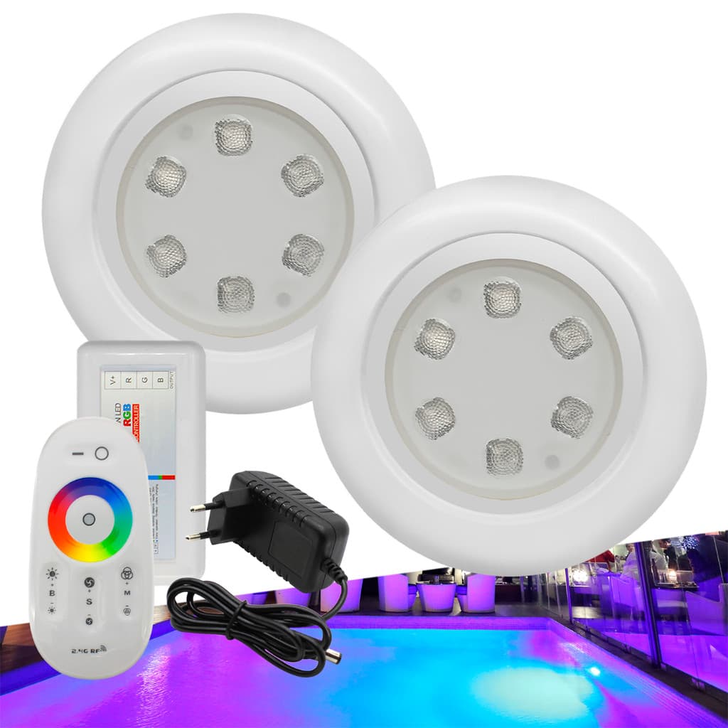 Kit Iluminação Piscina 2 Superleds + Módulo Rgb Com Fonte SEM ROSCA