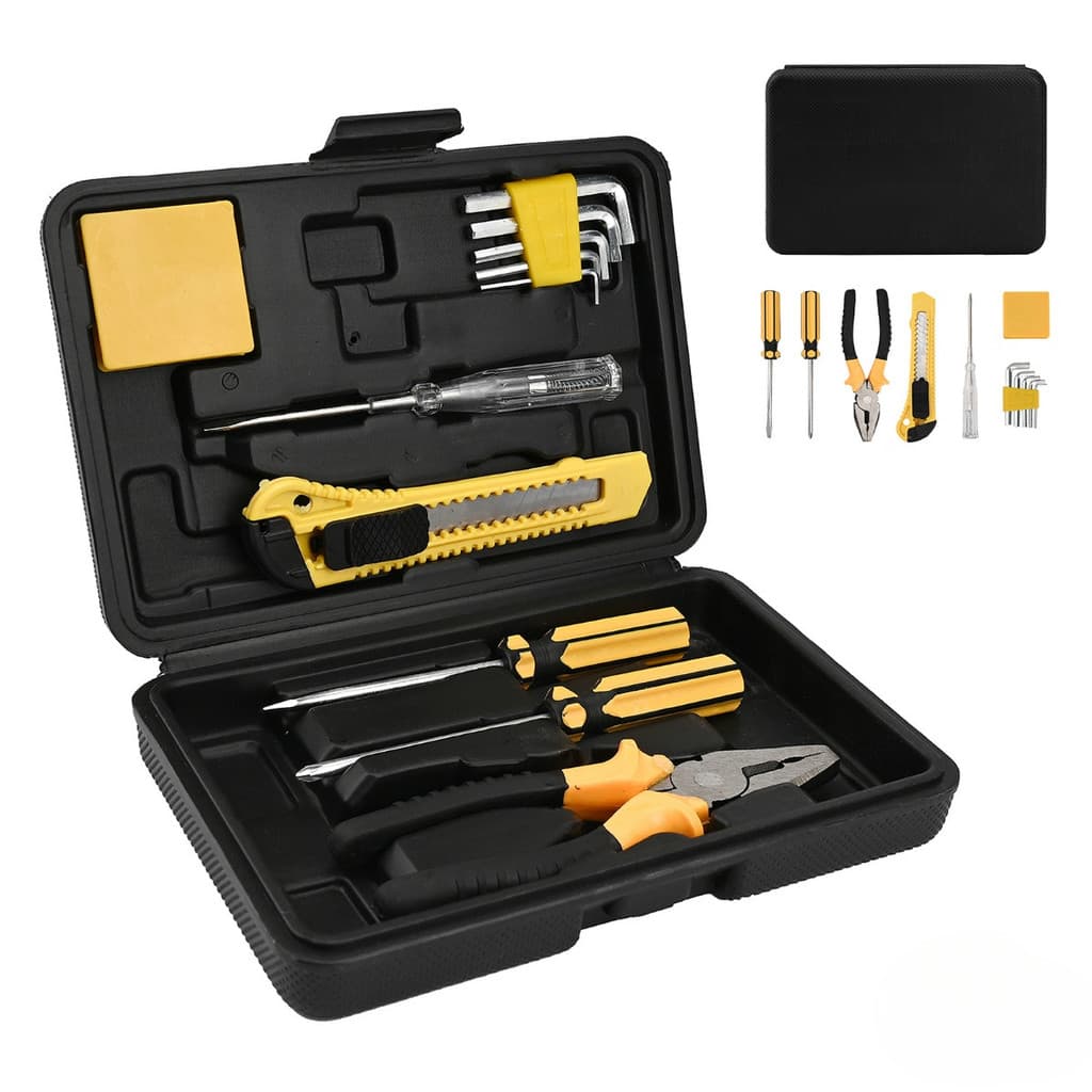 Kit Ferramentas Completo com Estojo Chaves Alicate Estilete Trena Allen Uso Doméstico Profissional