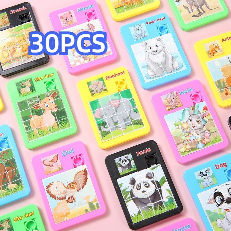 30 Peças Quebra-Cabeça Deslizante de Animais Brinquedo Labirinto para Crianças de 3-6 Anos Presente Escolar