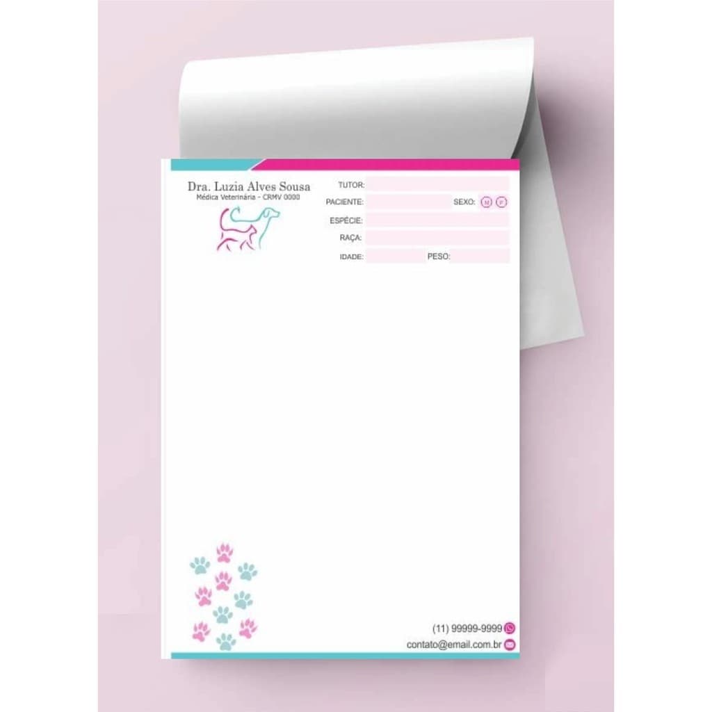 Bloco / Receituário - Personalizado Colorido 100 Folhas