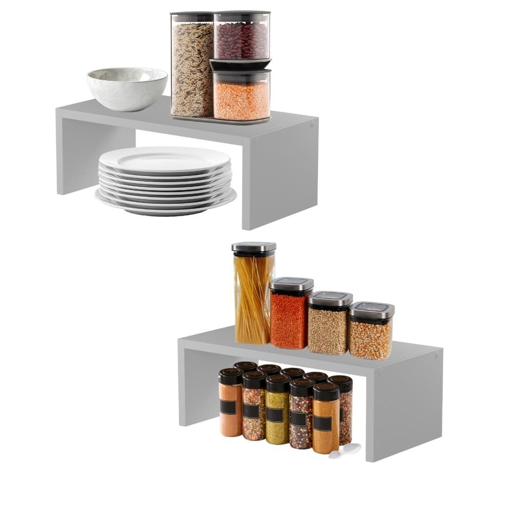 Kit 2 Suporte Organizador Armário Cozinha Para Pratos Compras Potes Dispença MDF Pronta Entrega