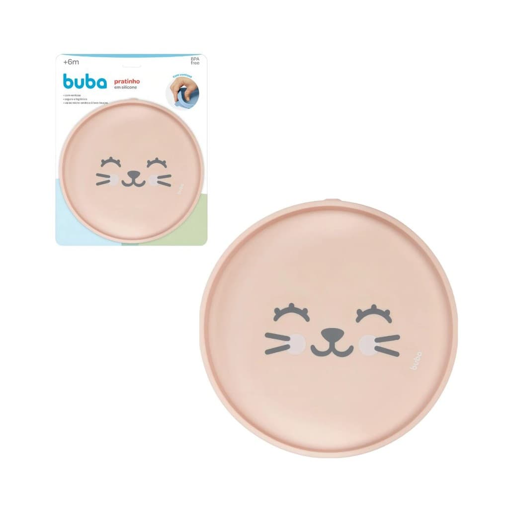 Pratinho Infantil Silicone Buba Gumy Pêssego com Ventosas
