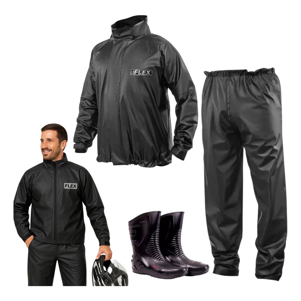Kit Capa De Chuva Flex Bota Delta Motociclista Unissex