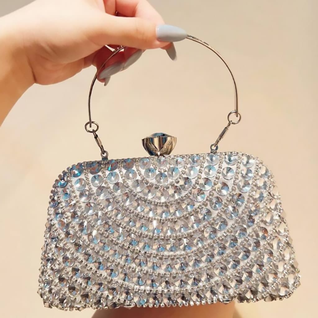Bolsa Clutch Festa Cristal com Corrente Removível para Casamento Jantares e Eventos Elegantes Y1106