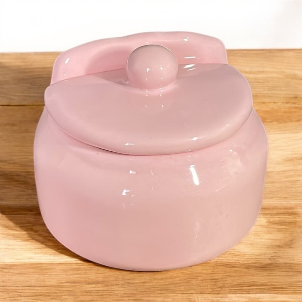Saleiro Porta Sal Rosa Para Cozinha 600g Feito de Cerâmica