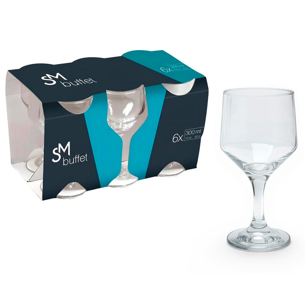 Taça para Vinho e Água Buffet SM 300ml 6 Unidades - Nadir RJ700