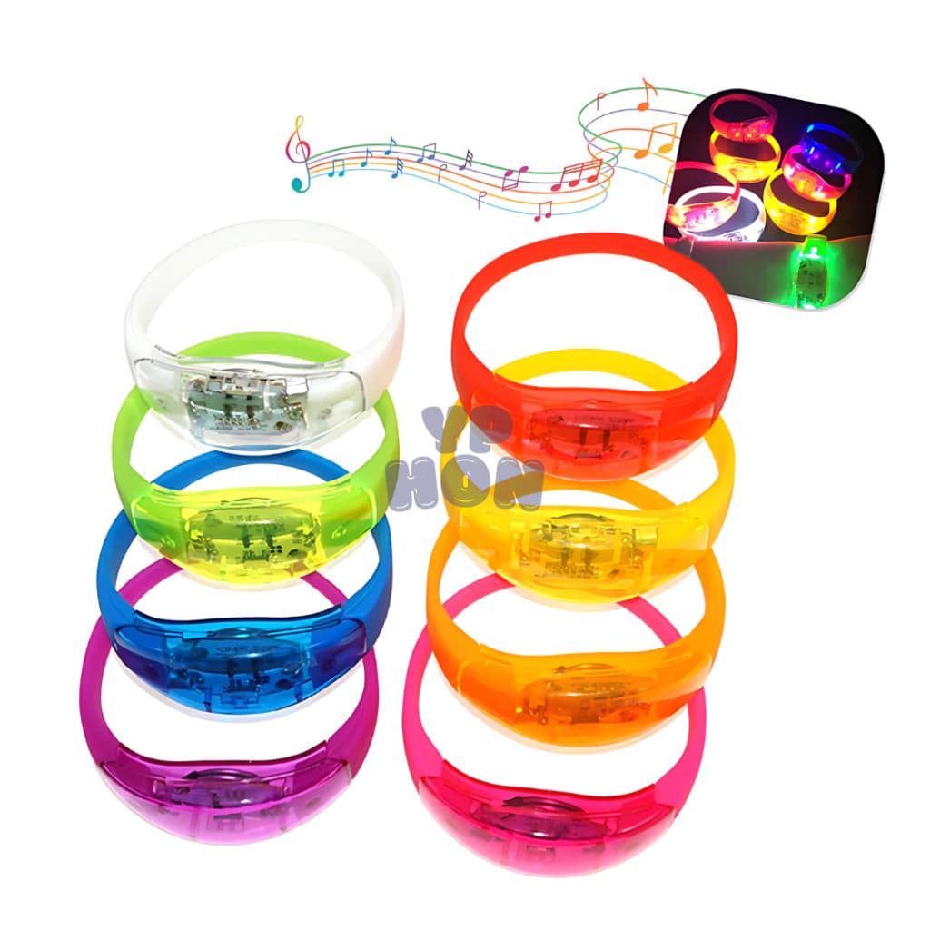 Kit 10/20/30 Pulseiras de LED Ativada por Som, Música e Movimento: Acompanhe o Ritmo da Festa
