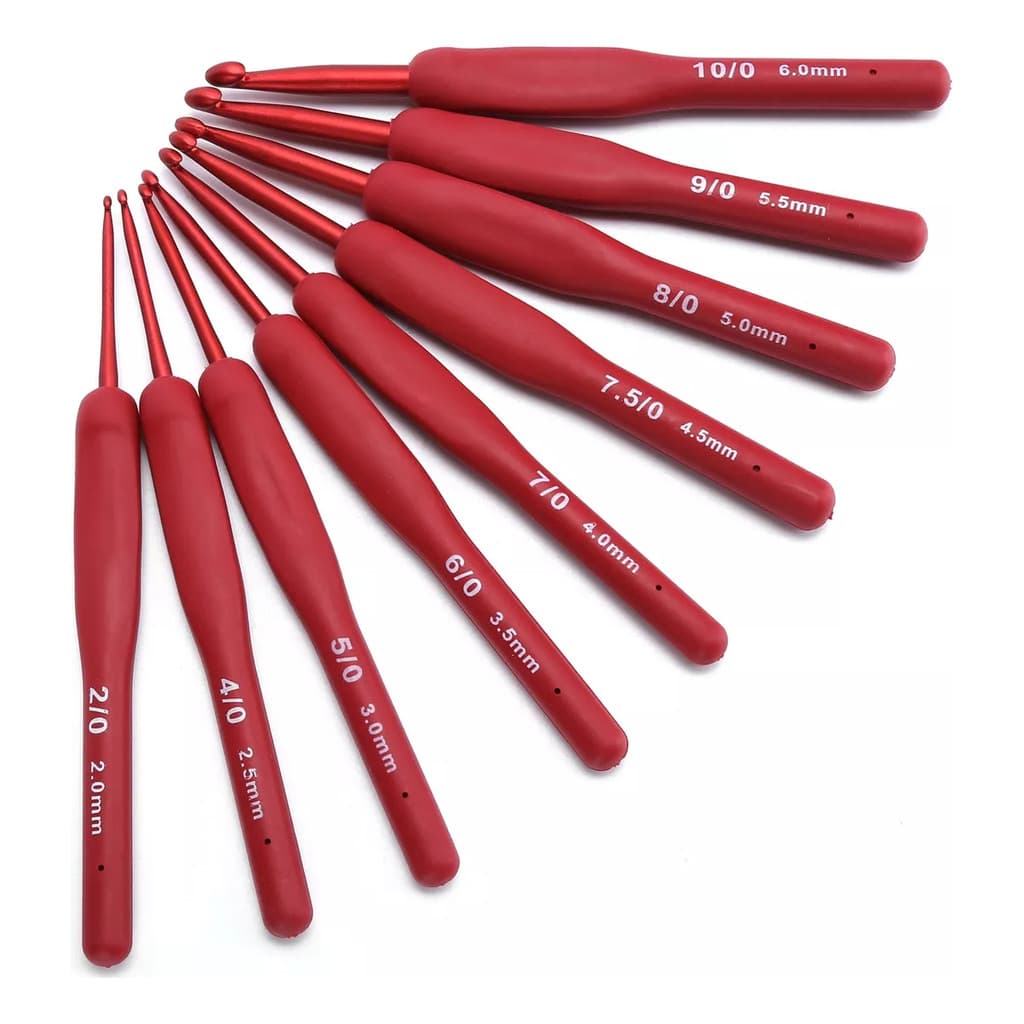 Agulha De Crochê Ergonômica De Aluminio Silicone 9 Unidades E MARCADORES DE PONTO