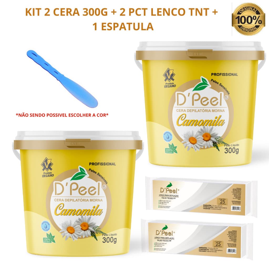 Kit Depilação Completo 2 Ceras Depilatória Dpeel 300g + 2 Lenços TNT + 1 Espátula ENVIO IMEDIATO