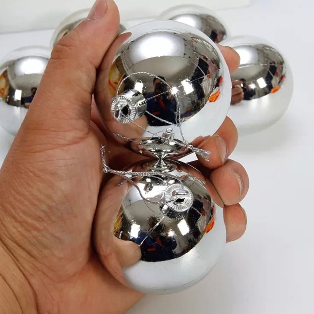 Kit Com 4 Bolas de Natal 5cm Prata Lisa