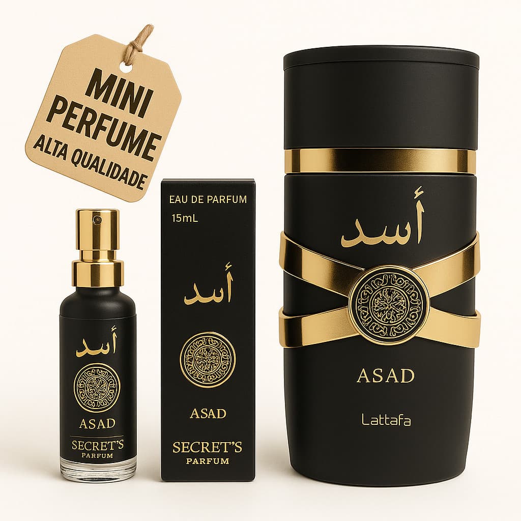 Perfume Asad Black – Lattafa 15 ml: A Elegância e o Mistério da Realeza Oriental