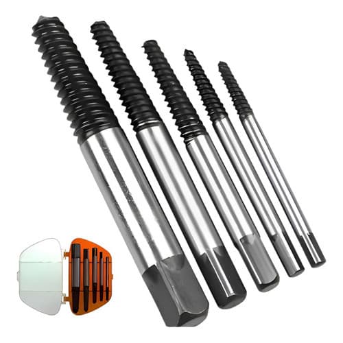 Jogo Kit Extratores de Parafuso com 5 Peças - Ferramenta para Sacar Parafuso Quebrado de 3mm ao 18mm