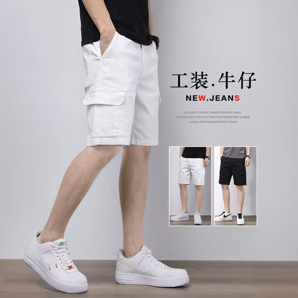 American Street Wear Macacão Shorts Masculino Branco 2026 Verão Novo Estilo Solto Calças Esportivas Casuais Desgaste Ext