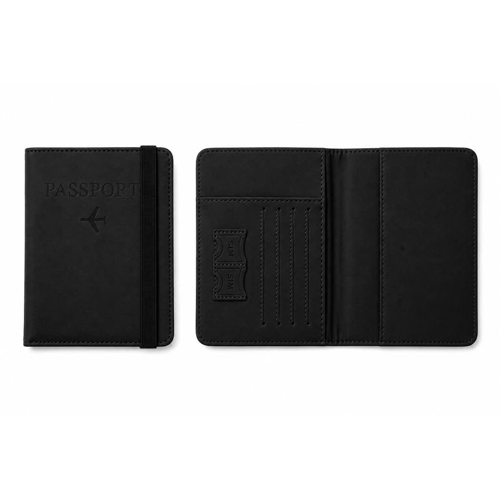 Porta Passaporte Premium Organizador Documentos Viagem Preto