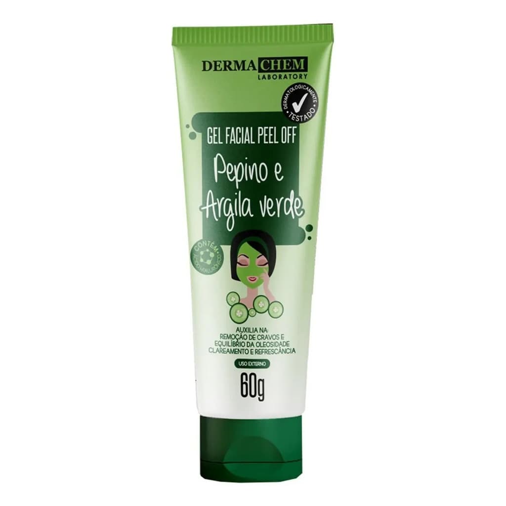 Gel Facial Peel Off Dermachem Pepino E Argila Verde Antiolesidade Oleosa