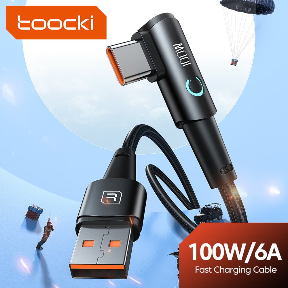 Cabo de dados para celular Toocki A-C, cabo de carregamento rápido em liga de alumínio, adequado para carregamento de Hu