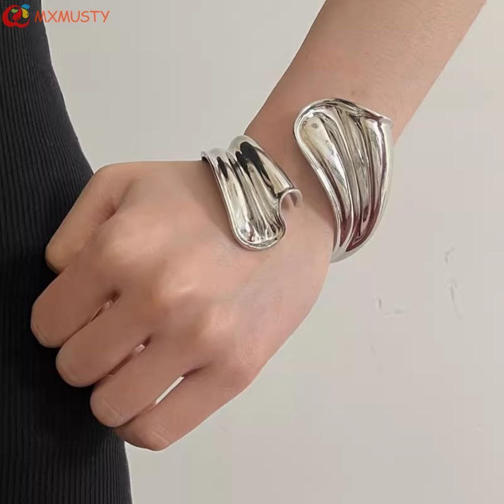 Pulseira De Abertura Ampla Em Liga MXMUSTYZA , Anel De Braço , Larga Irregular De Metal , Acessórios De Joias