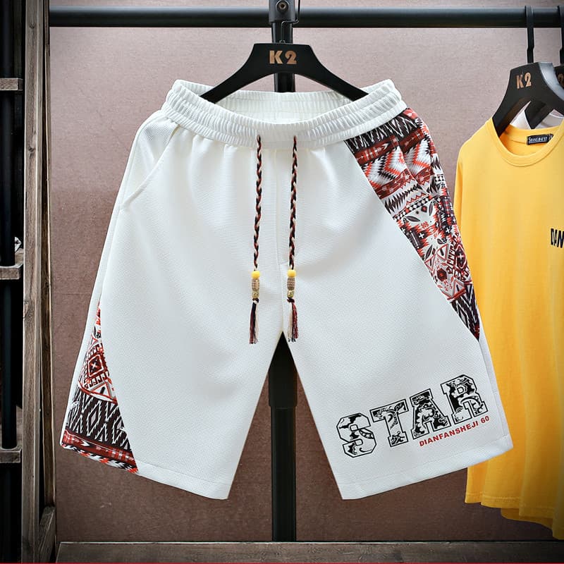 Shorts masculinos de verão estilo fino Street wear solto cinco pontos calças médias calças de praia exterior wear Casual